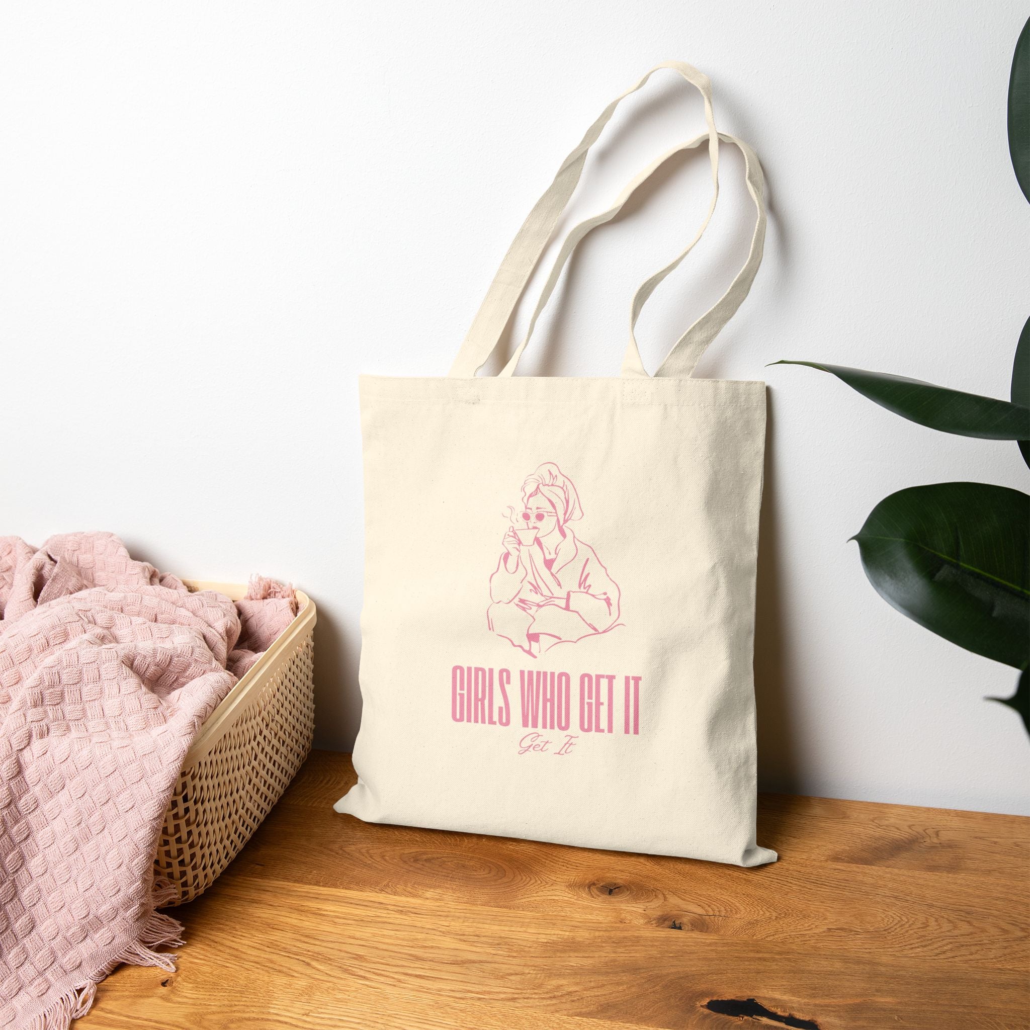 Tote Bag — "Girls Who Get It" Feminine Vintage Sketch Cotton Canvas Tote