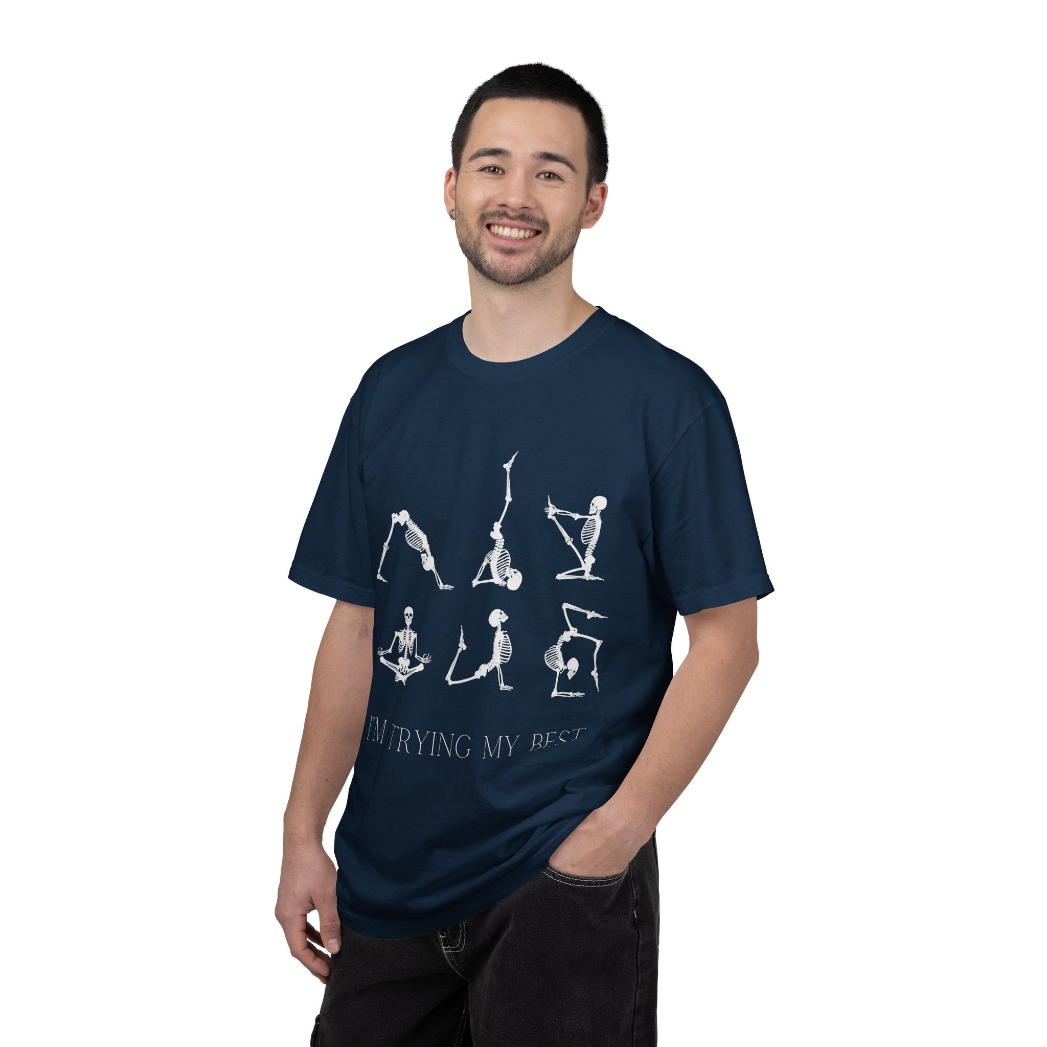 Yoga Skeleton T‑Shirt — 'I'm Trying My Best' Funny Yoga Tee