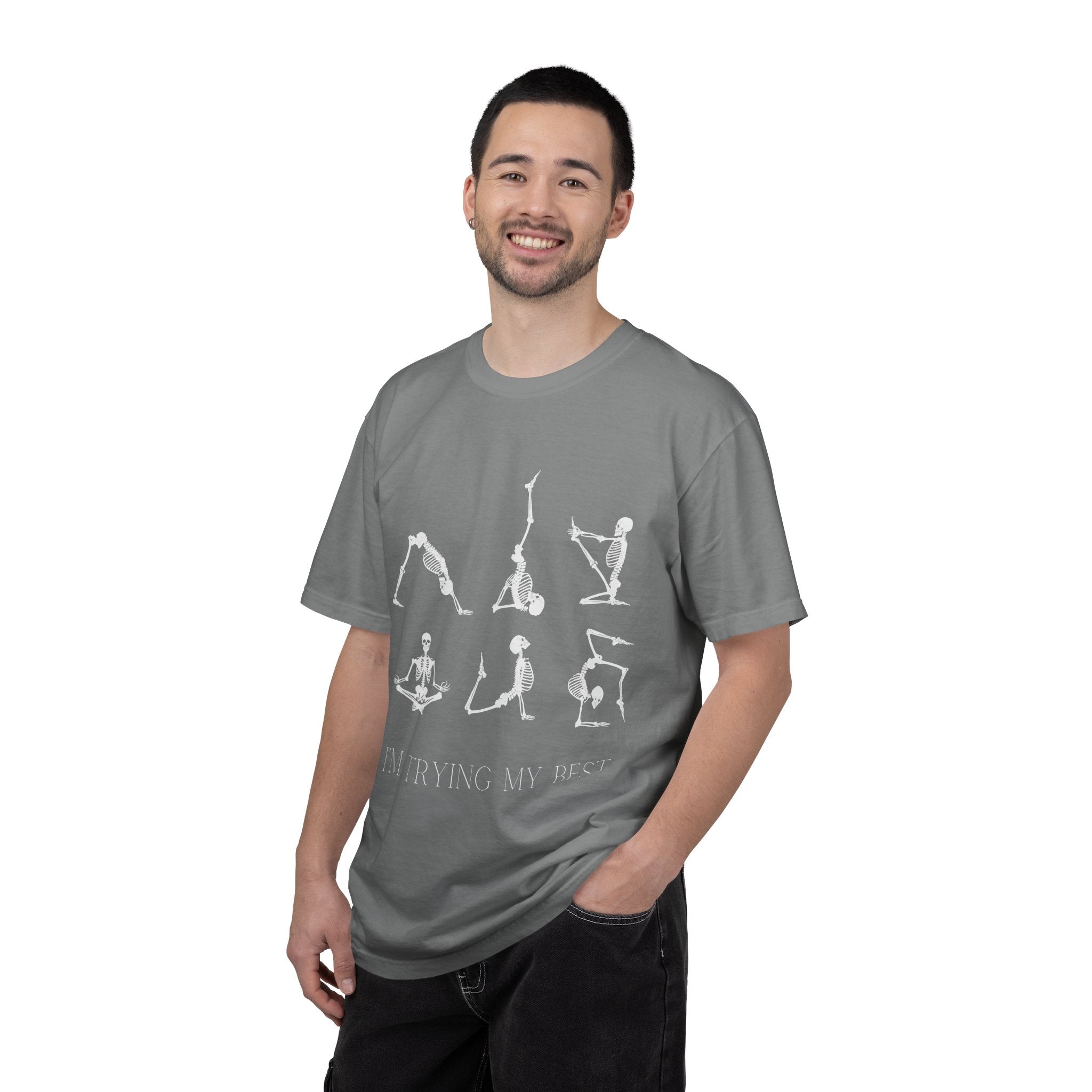 Yoga Skeleton T‑Shirt — 'I'm Trying My Best' Funny Yoga Tee