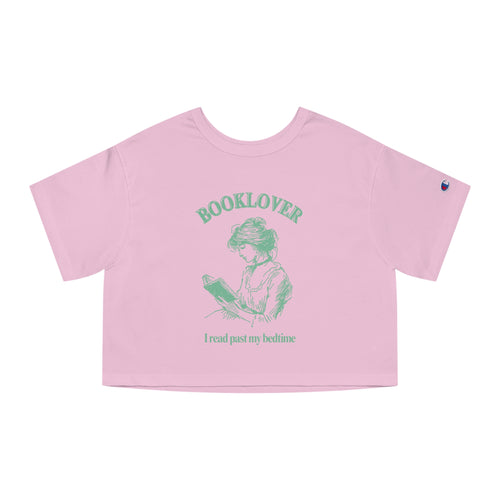 Booklover Cropped T-Shirt – "I read past my bedtime" Vintage Reader Tee
