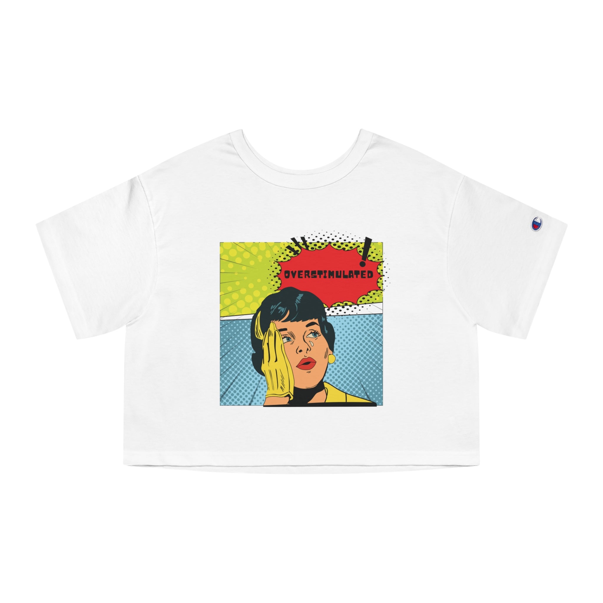 Cropped T-Shirt — Retro Pop Art "Overstimulated" Graphic Tee