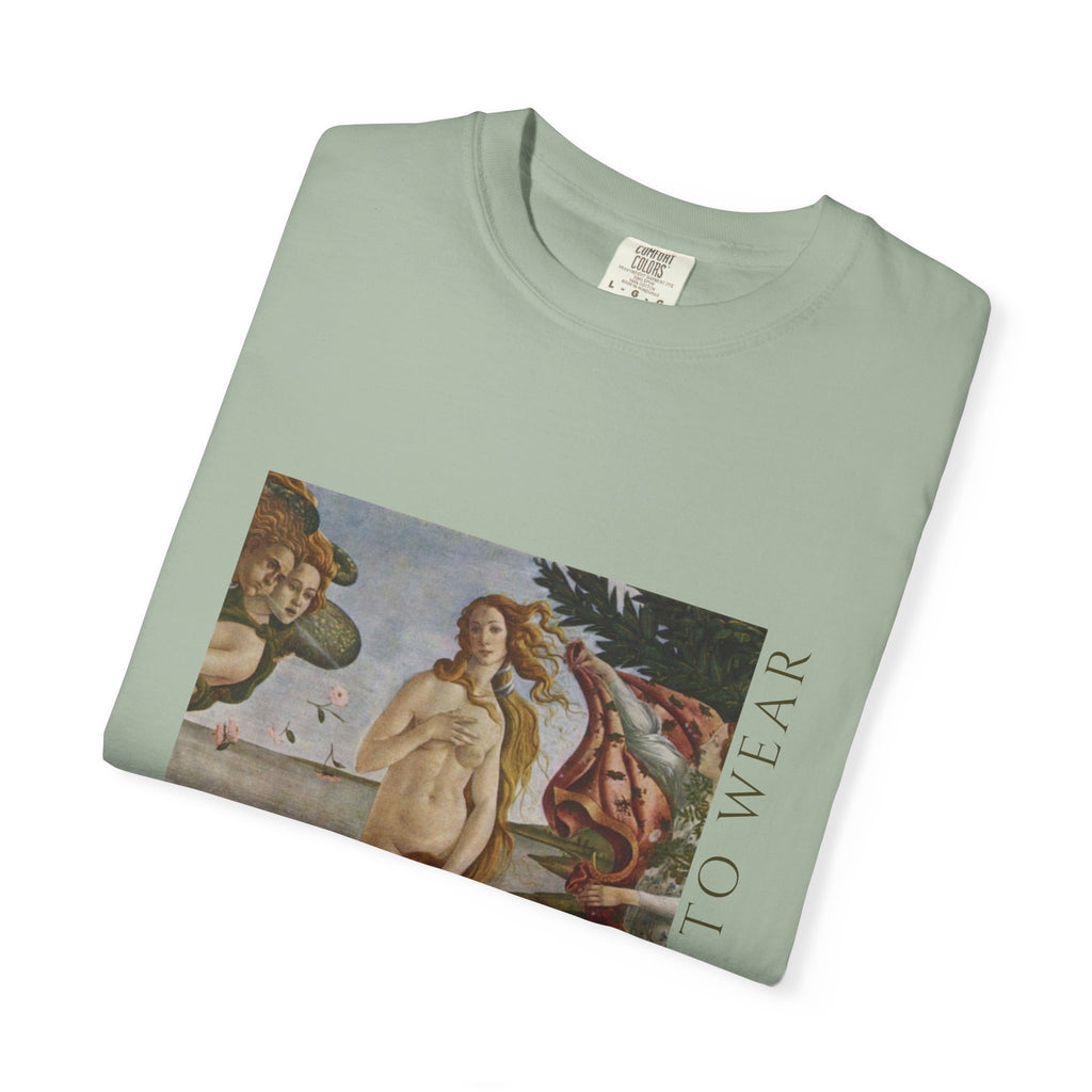 T-Shirt — Vintage 'Birth of Venus' Art Print with "Nothing to Wear" Typography