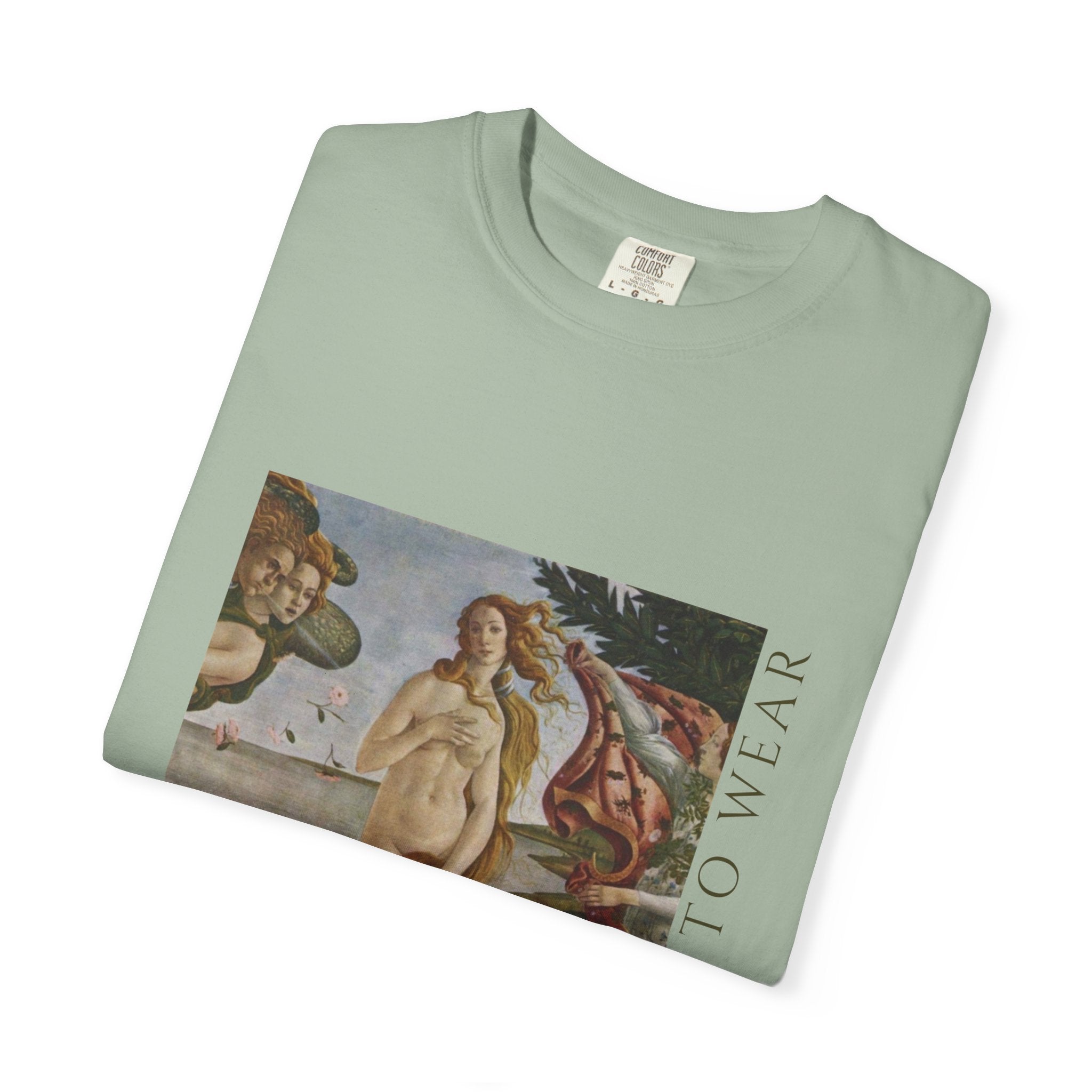 T-Shirt — Vintage 'Birth of Venus' Art Print with "Nothing to Wear" Typography