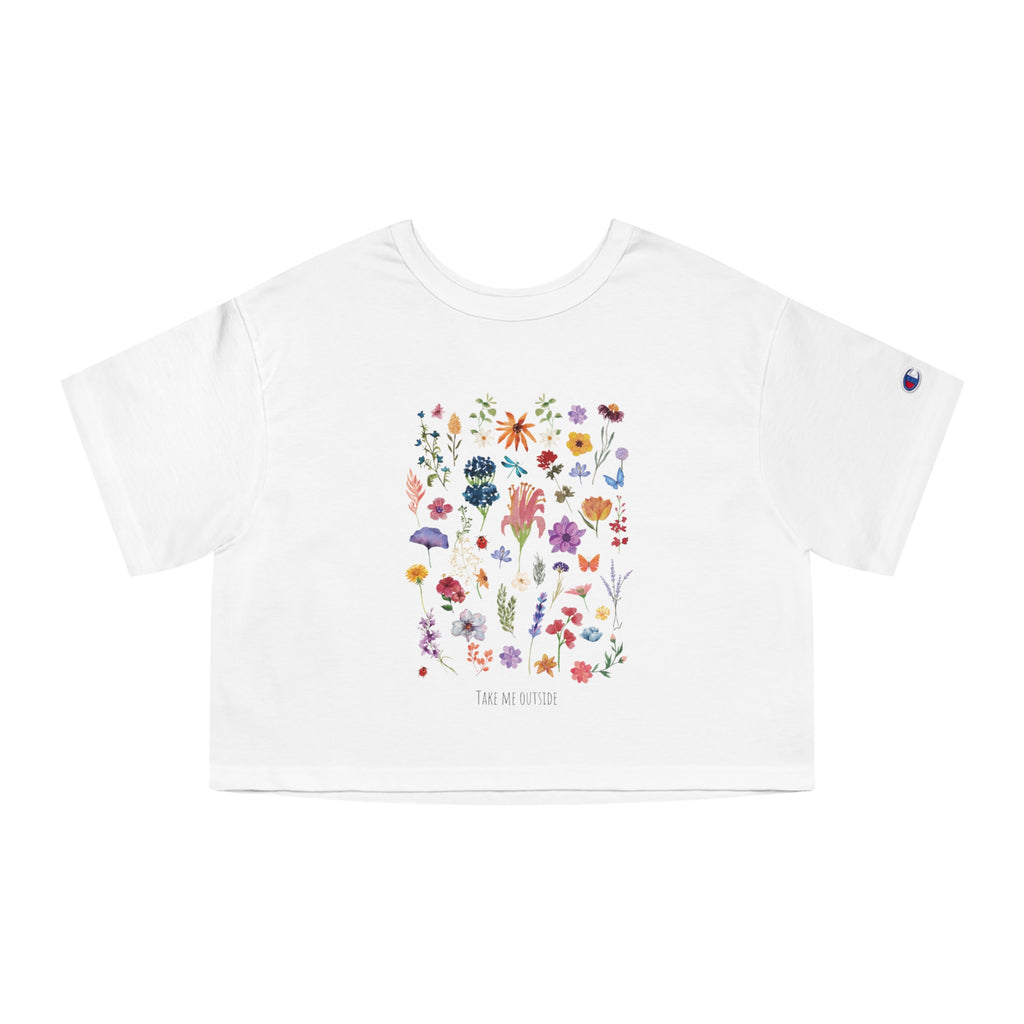 Cropped T-Shirt — Wildflower Garden Floral Tee ("Take Me Outside")