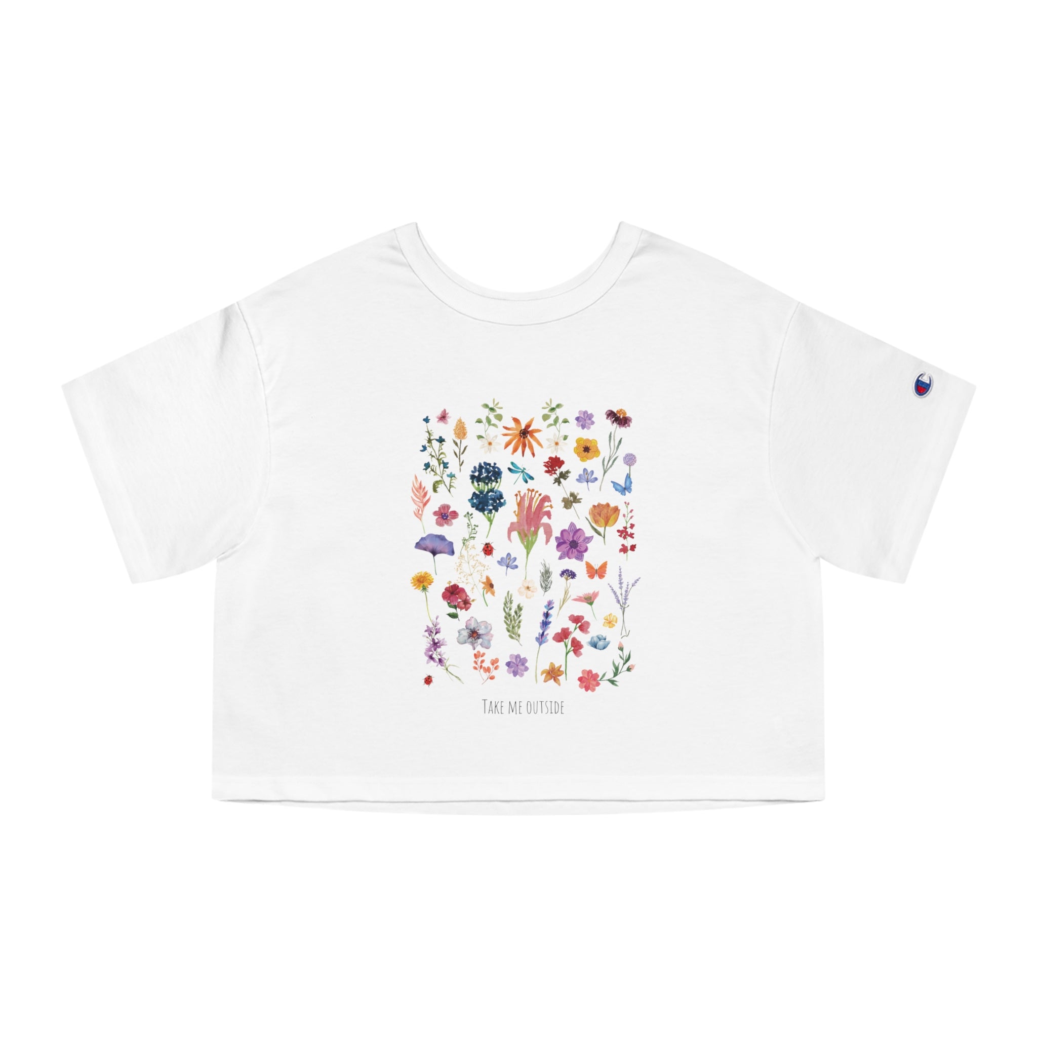 Cropped T-Shirt — Wildflower Garden Floral Tee ("Take Me Outside")