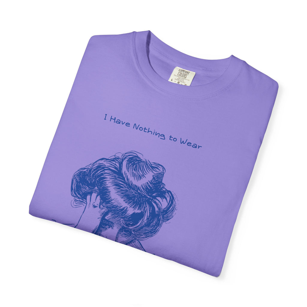 Vintage Blue Illustration T-Shirt — "I Have Nothing to Wear" Graphic Tee