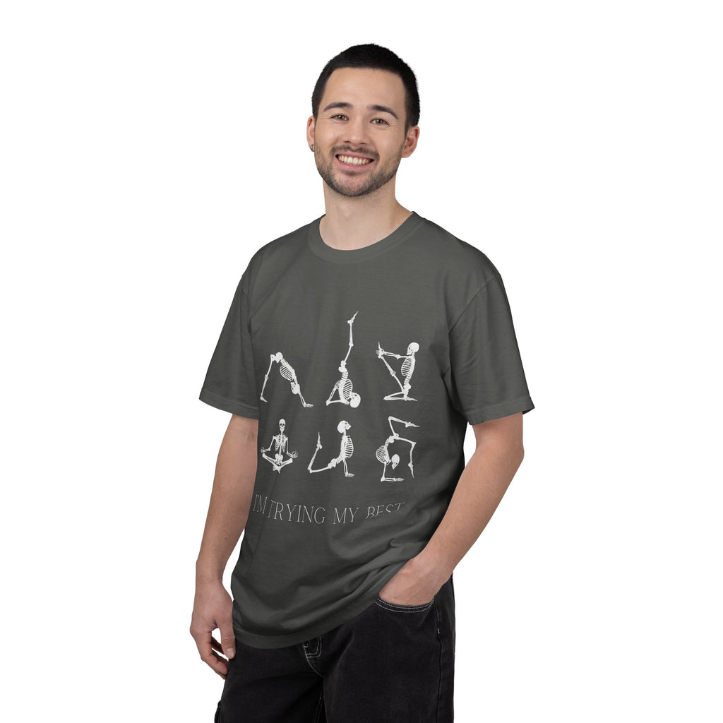 Yoga Skeleton T‑Shirt — 'I'm Trying My Best' Funny Yoga Tee