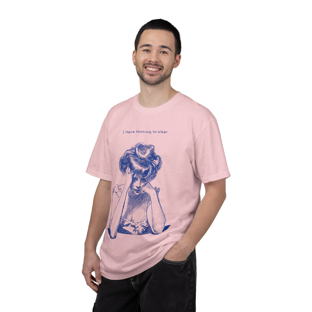 Vintage Blue Illustration T-Shirt — "I Have Nothing to Wear" Graphic Tee