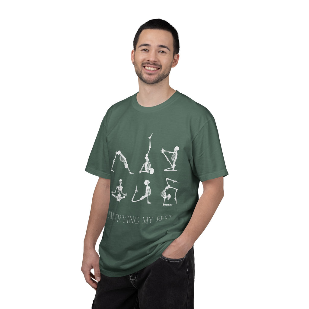 Yoga Skeleton T‑Shirt — 'I'm Trying My Best' Funny Yoga Tee