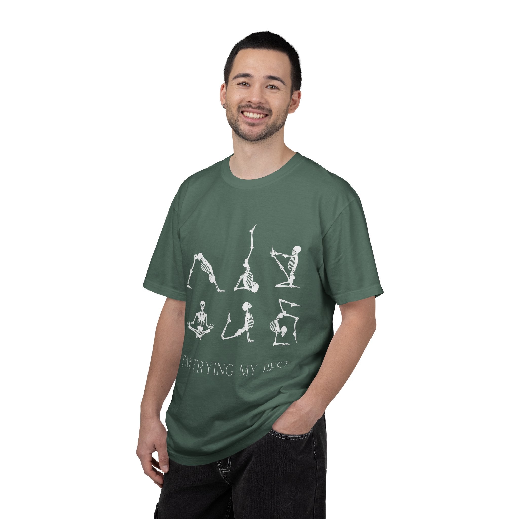 Yoga Skeleton T‑Shirt — 'I'm Trying My Best' Funny Yoga Tee