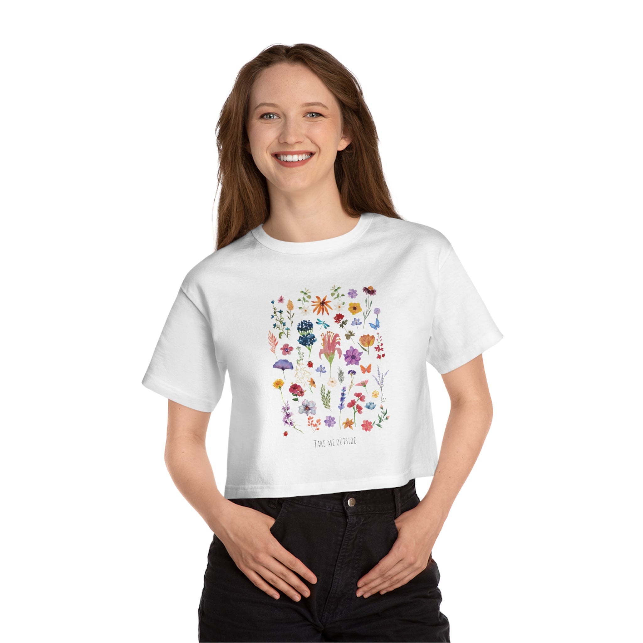 Cropped T-Shirt — Wildflower Garden Floral Tee ("Take Me Outside")
