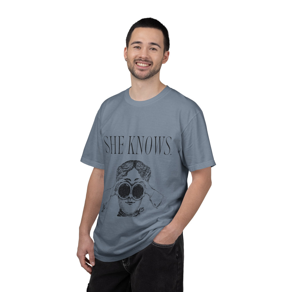 She Knows T-Shirt — Vintage Binoculars Graphic Tee