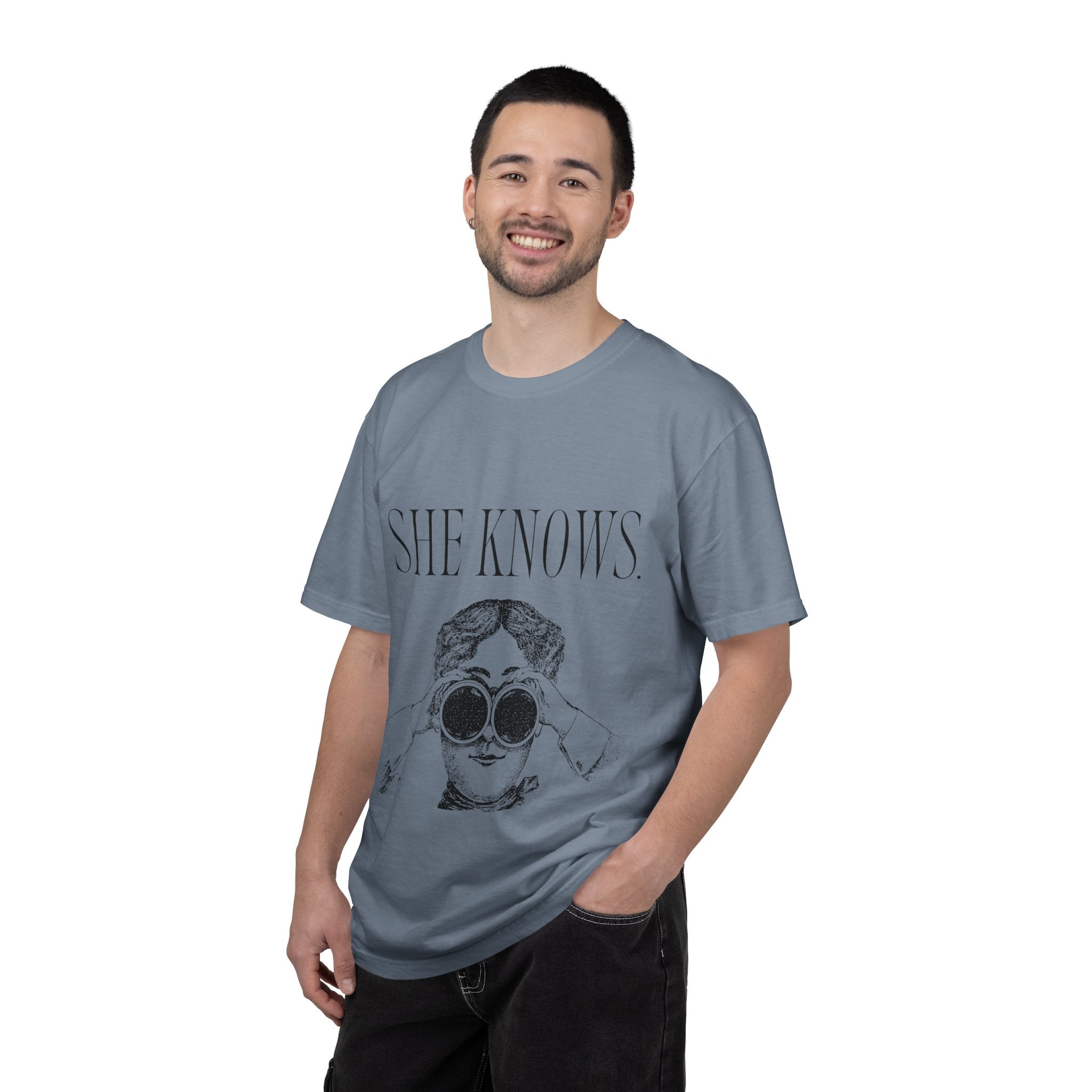 She Knows T-Shirt — Vintage Binoculars Graphic Tee