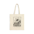 Sunflower Sketch Tote Bag — "Stay Grounded" Cotton Canvas Grocery Tote