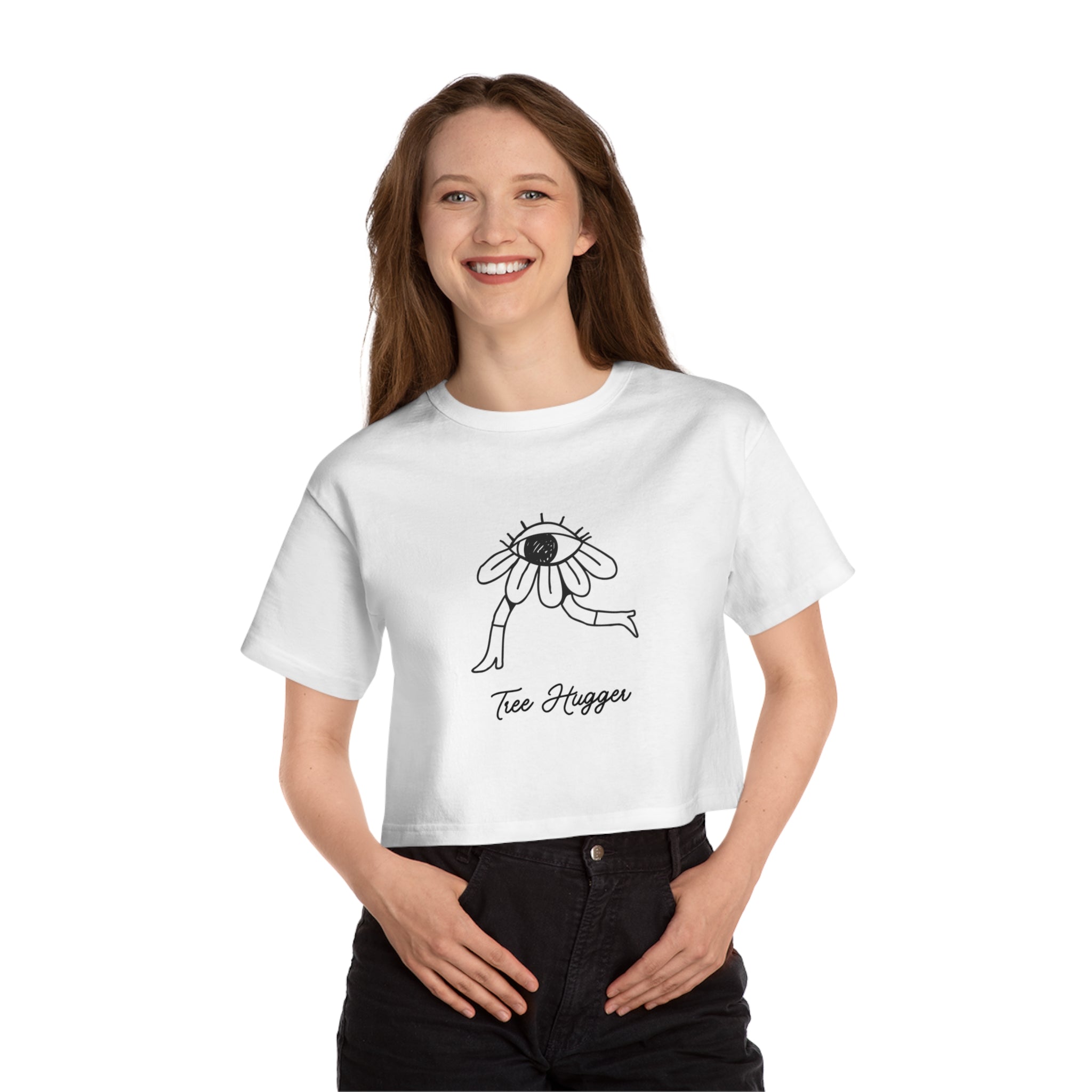 Eye Daisy Tee Hugger Cropped T-Shirt — Minimal Boho Graphic Crop Top