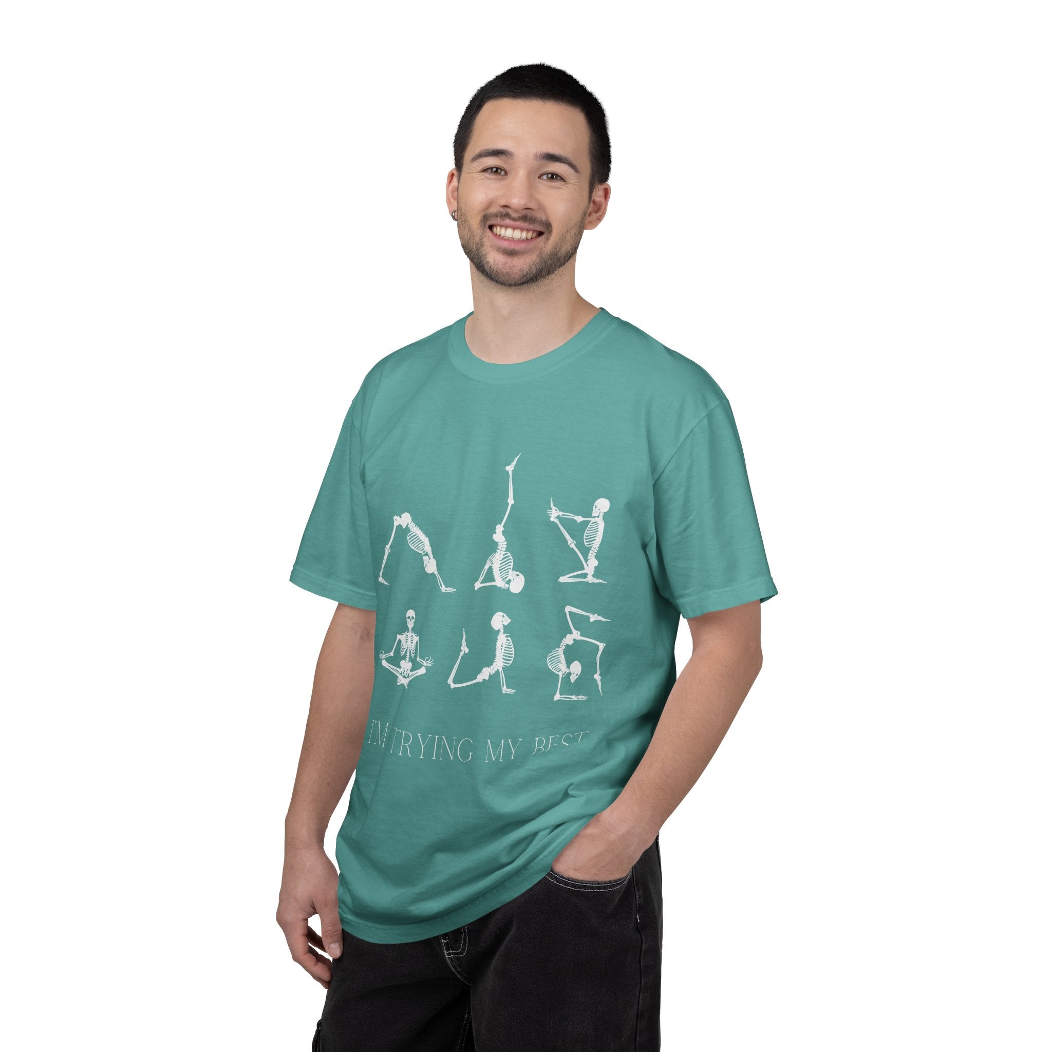 Yoga Skeleton T‑Shirt — 'I'm Trying My Best' Funny Yoga Tee