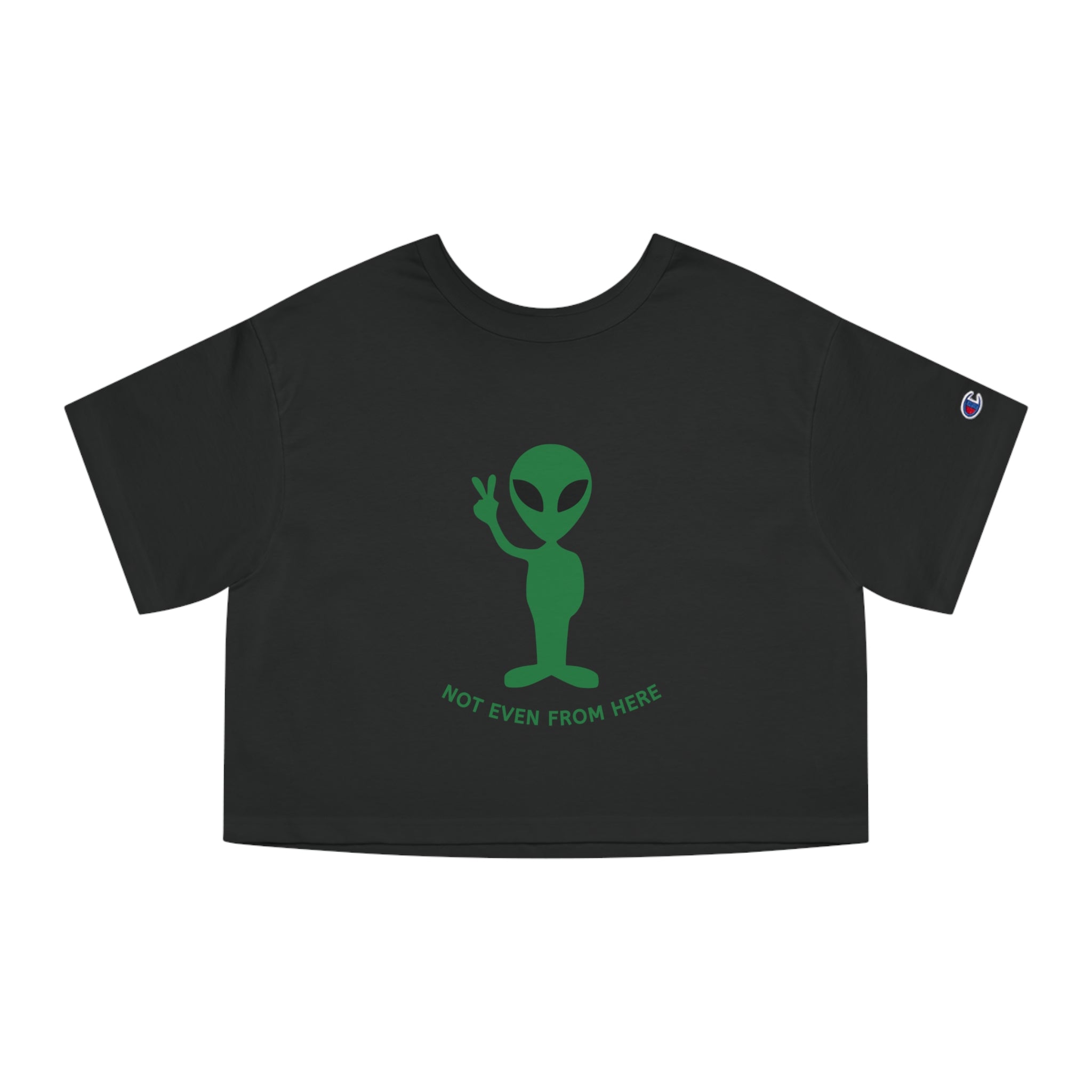 Alien Peace Crop Tee — "Not Even From Here" Women's Graphic T‑Shirt