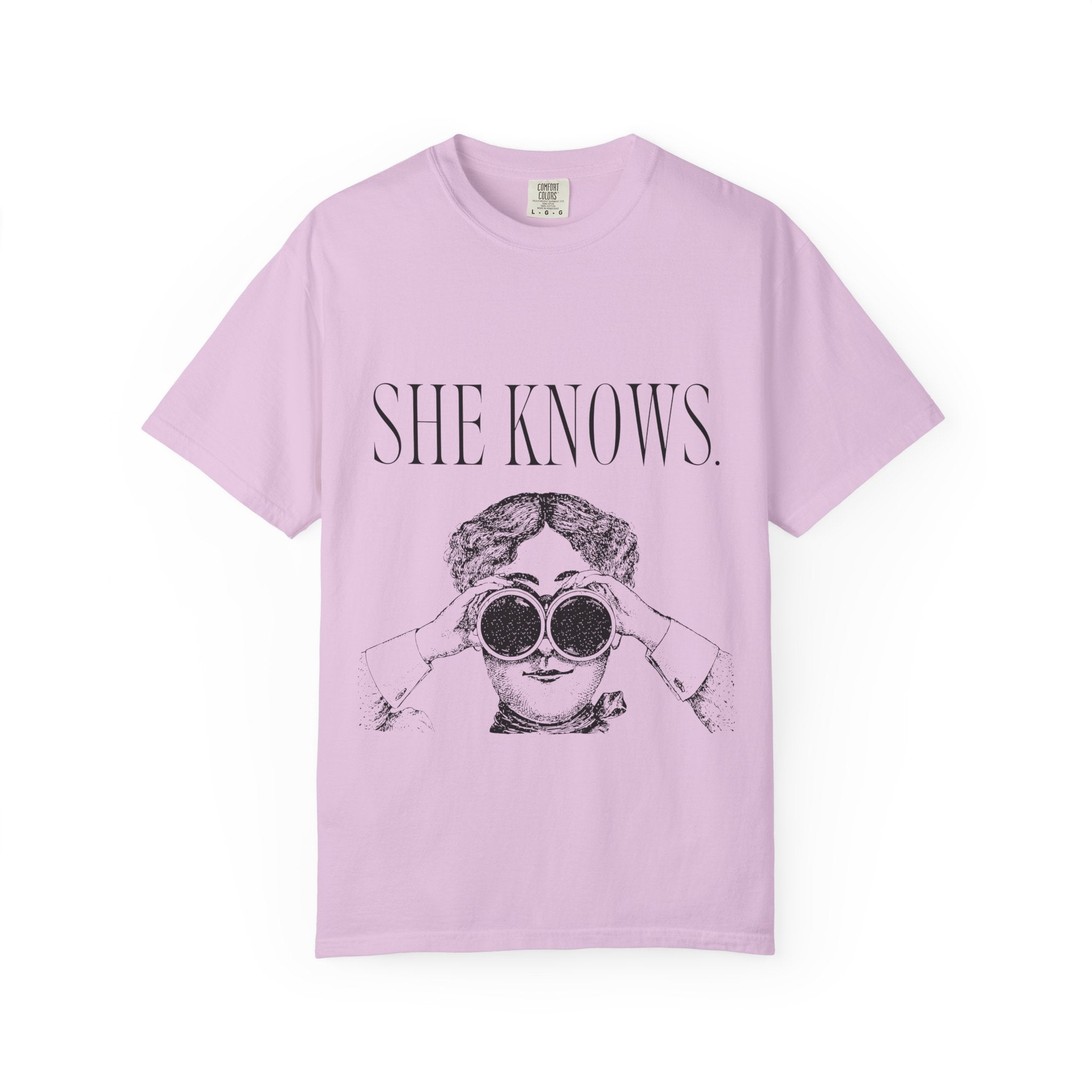 She Knows T-Shirt — Vintage Binoculars Graphic Tee