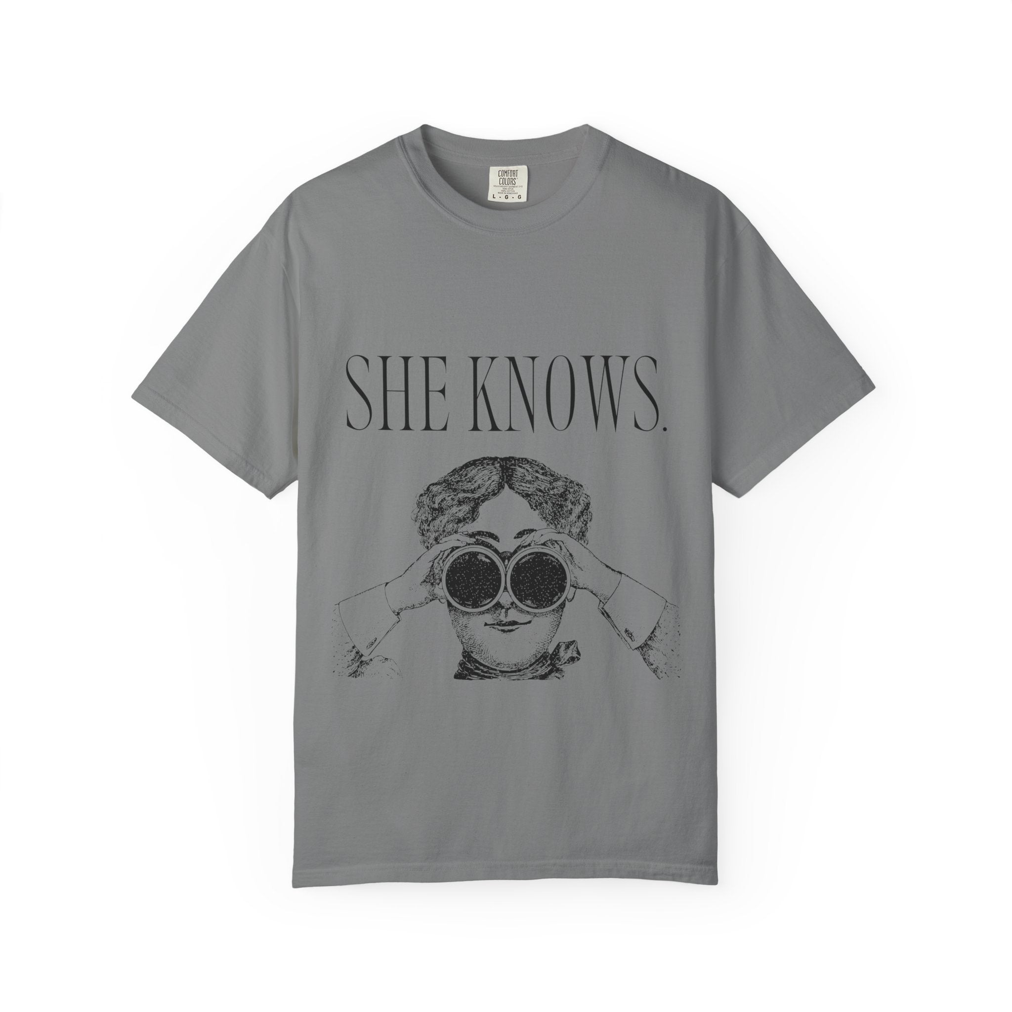 She Knows T-Shirt — Vintage Binoculars Graphic Tee