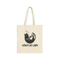 Crazy Cat Lady Canvas Tote Bag — Funny Black Cat Illustration Cotton Shopper