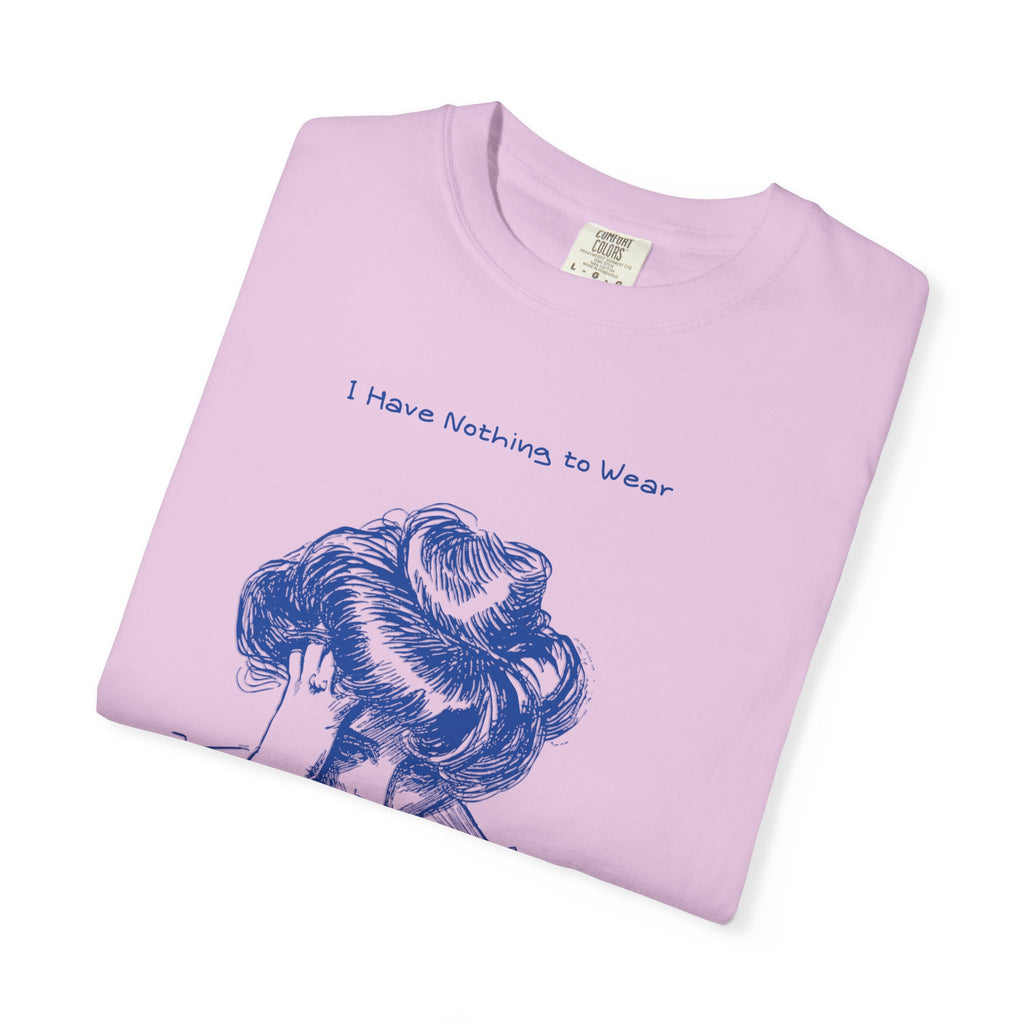 Vintage Blue Illustration T-Shirt — "I Have Nothing to Wear" Graphic Tee
