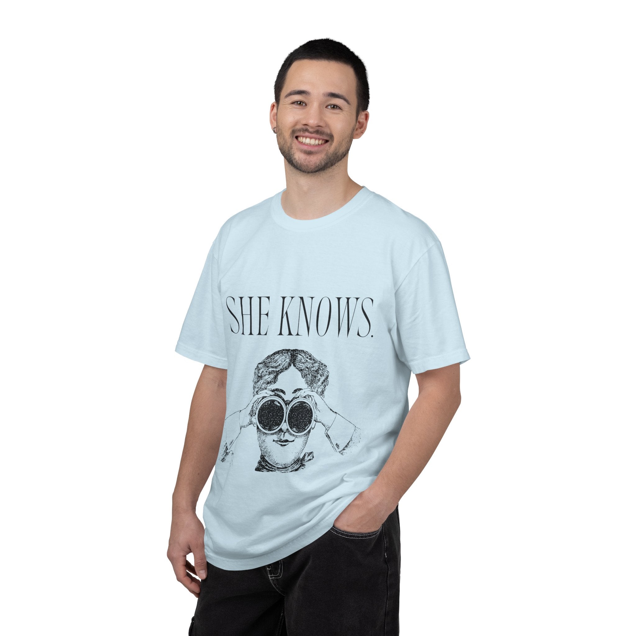 She Knows T-Shirt — Vintage Binoculars Graphic Tee