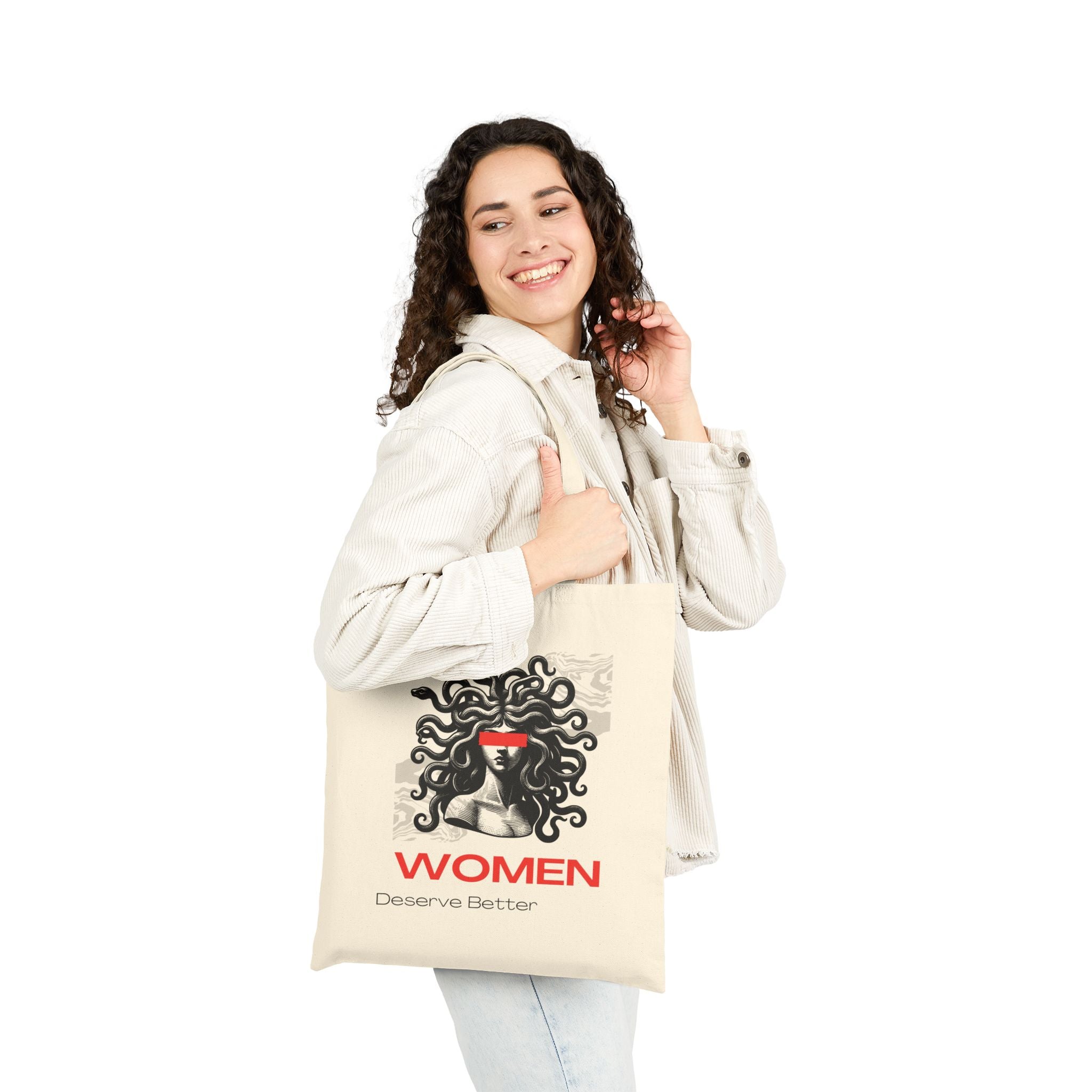Women Deserve Better Canvas Tote Bag — Feminist Medusa Graphic Cotton Shopper