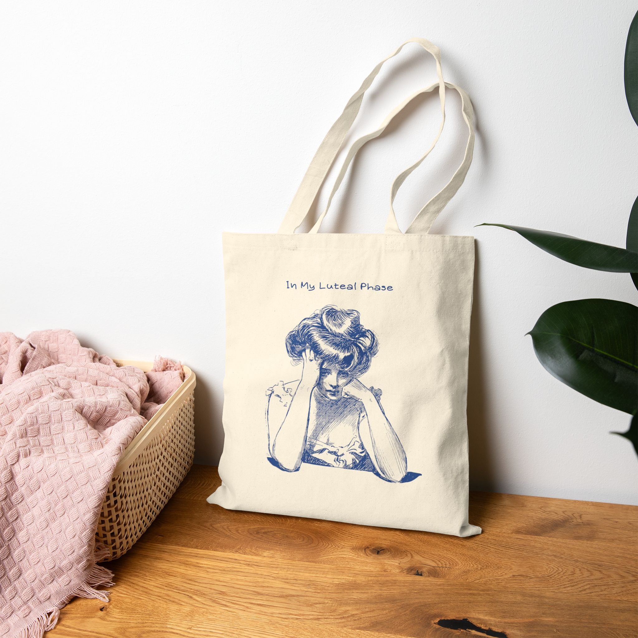 Canvas Tote Bag — Vintage Illustration “In My Lonesome Phase” Eco Shopper